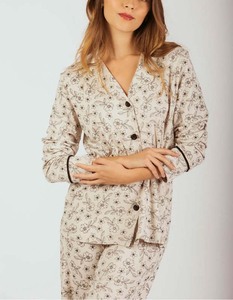 Set <span class=keywords><strong>pigiama</strong></span> in <span class=keywords><strong>cotone</strong></span> <span class=keywords><strong>biologico</strong></span> in vendita diretta, <span class=keywords><strong>pigiama</strong></span> con decorazioni floreali, set <span class=keywords><strong>pigiama</strong></span> da <span class=keywords><strong>donna</strong></span> in <span class=keywords><strong>cotone</strong></span> lavorato a maglia di alta qualità - Product Image 2
