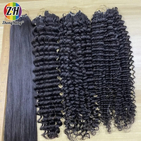Extensions de cheveux en gros à effet plume, boucles birmanes, invisibles, au crochet, en cheveux humains doublement tirés, vierges, bouclés birmanes, pour crochet