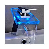 Lavabo à Led Cascade Robinet de Lavabo Lumineux à Led Lavabo Lavabo Lavabo en Laiton Robinet Mélangeur Eau Chaude Froide