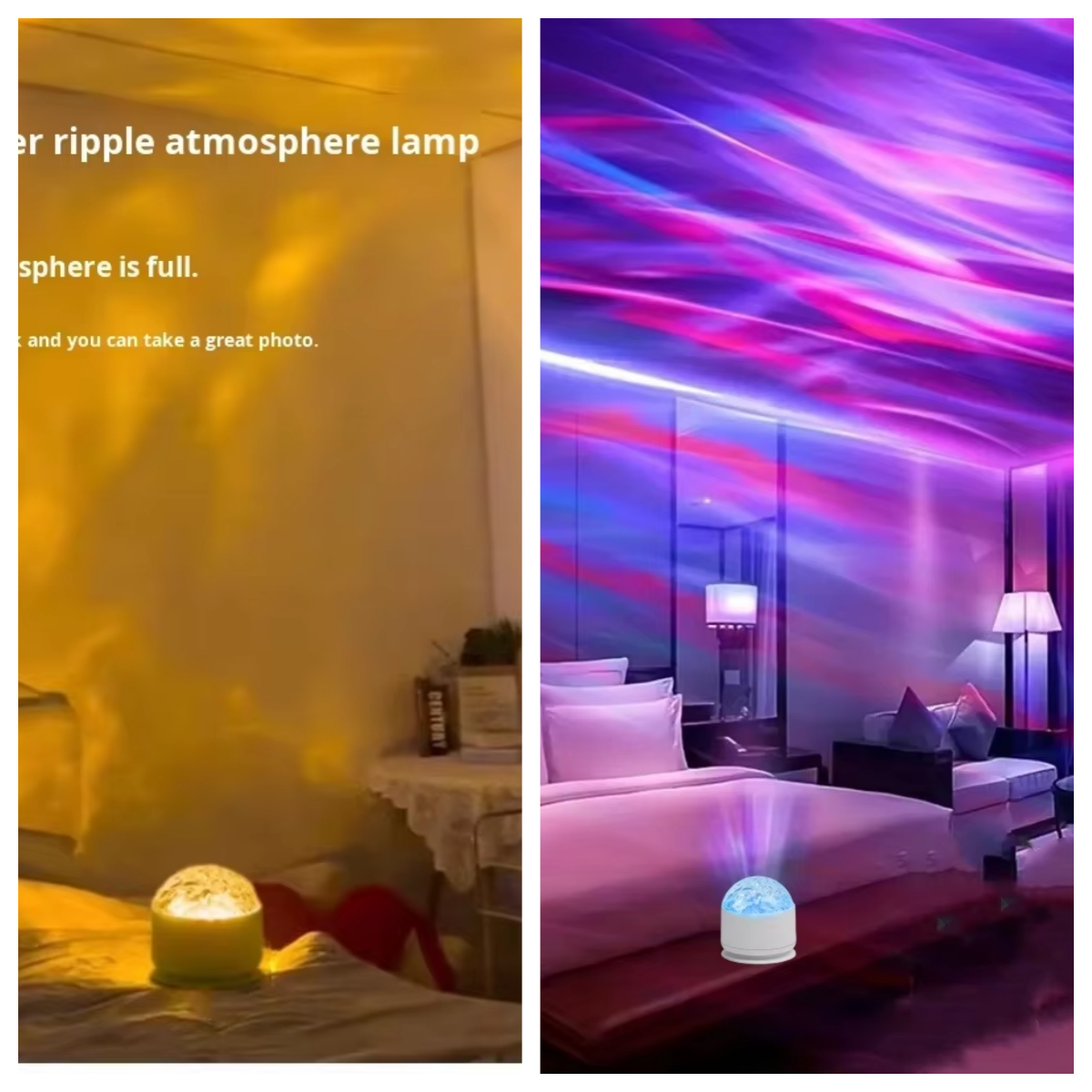 One Lamp with 2 Shapes [Yellow Water Ripple + Purple Aurora]