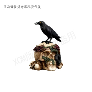 รูปปั้นอีกาสยองขวัญบนรูปปั้นโบนีย์ งานฝีมือเรซิ่นโพลีเอสเตอร์แบบกำหนดเอง ของตกแต่งโต๊ะสไตล์โกธิคพร้อมรายละเอียดลายดอกไม้ ของตกแต่งศิลปะแนวดาร์ก เหมาะเป็นของขวัญ - Product Image 5