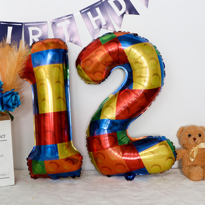Película de aluminio de 32 pulgadas Legos Número Globo Decoración Fiesta Arreglo Número Globo - Product Image 3