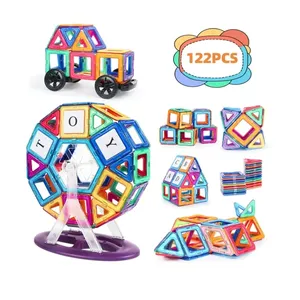 122PCS Lieferant Großhandel Anpassbare OEM & ODM CPC ABS DIY Kinder Kinderspiel zeug Fliesen Pädagogische Magnet Baustein Sets