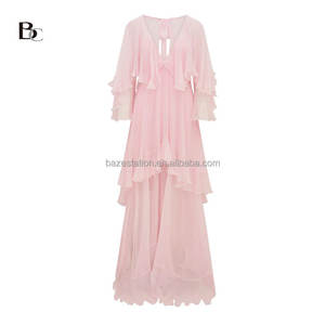 Venta al por mayor de ropa Premium de gama alta OEM/ODM Fábrica de boutiques de lujo cóctel graduación vestido de noche gasa de seda Maxi vestido de las mujeres - Product Image 1