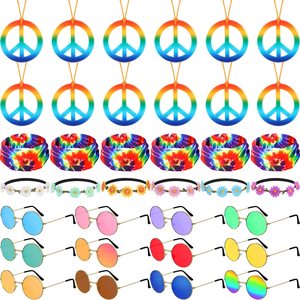Conjunto de Fiesta Hippie, Collar con Símbolo de Paz, Gafas de Sol, Diadema, Corona de Margaritas, Accesorios de Disfraz para Halloween, Niños de 8 a 13 Años - Product Image 2