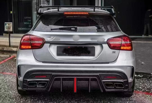 Diffusore Posteriore in Fibra di Carbonio con Luci LED per <span class=keywords><strong>Mercedes</strong></span>-Benz GLA-Class GLA45 X156 2016-2019, Splitter <span class=keywords><strong>Spoiler</strong></span> per Paraurti Posteriore - Product Image 2