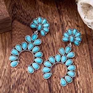 Collier Pendentif Bohème <span class=keywords><strong>Naja</strong></span> Squash Blossom Turquoise pour Femme, en Alliage Plaqué Argent avec Chaîne à Maillons et Pierre Howlite Synthétique - Product Image 3