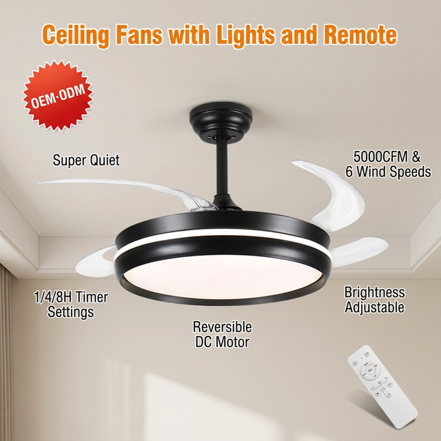 Modern LED Ceiling Fan Light with for Remote Control Invisible Iron Chandelier Dimmable for Living Room Restaurant 220V