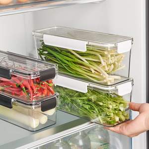 Boîte de conservation rectangulaire pour coriandre et oignon vert avec couvercle à clipser, organisateur de réfrigérateur pour légumes frais - Product Image 4