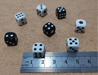 Dés polyédriques personnalisés en acrylique blanc et noir de 10 mm, coins carrés droits, pour jeux de société
