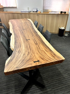 Grandes tables de salle à manger modernes en bois naturel, pot de singe du japon, rectangulaires - Product Image 2