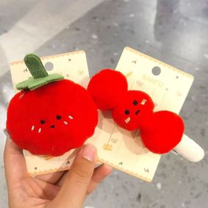 Barrettes à cheveux en peluche Kawaii en forme de nourriture de boulangerie, mignonnes, moelleuses, motif <span class=keywords><strong>tomate</strong></span> et champignon, pour filles, accessoire capillaire quotidien, cadeau - Product Image 2