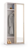 Armoire en bois moderne Terraneo avec deux portes coulissantes, miroir, étagères et penderie pour chambre à coucher, salon, villa et hôtel