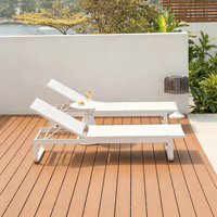 Ensemble de chaises longues de piscine en aluminium avec table d'appoint, chaise longue d'extérieur en PVC, imperméable