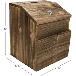 Customized Rural Style Wooden Suggestion Box Lock Wooden Voting And Comment Box Wall Mounted Or Standing