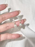 Boucles d'oreilles clous unisexes UM Jewelry en argent 925 avec perles d'eau douce et zircon blanc pour mariage, fête, anniversaire, ou cadeau quotidien