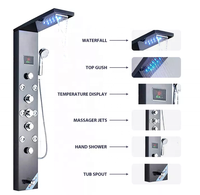 Offre Spéciale De Luxe Noir Couleur Mur monté salle de bains LED smart panneau de douche en acier inoxydable panneau de douche de pluie