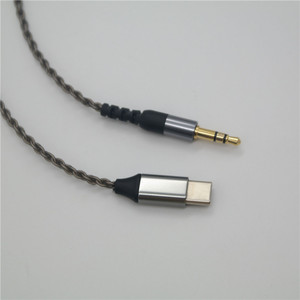 Cable de audio digital tipo C a 3,5 mm, cable trenzado plateado para auriculares - Product Image 4
