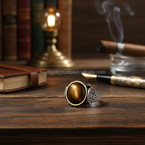 925K Sterling Silver <b>Tiger</b> <b>Eye</b> Men <b>Ring</b> - Product Image 3