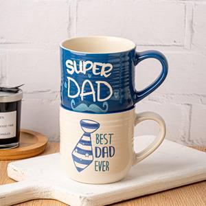 Mug en céramique amusant de haute qualité avec motif de papa bleu à barbe de dessin animé, idée cadeau pour la rentrée scolaire, compatible micro-ondes - Product Image 2