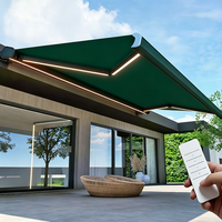 Auvent télescopique électrique avec télécommande, en acrylique, taille personnalisée, en alliage d'aluminium, avec éclairage LED, extensible, résistant au vent et aux UV