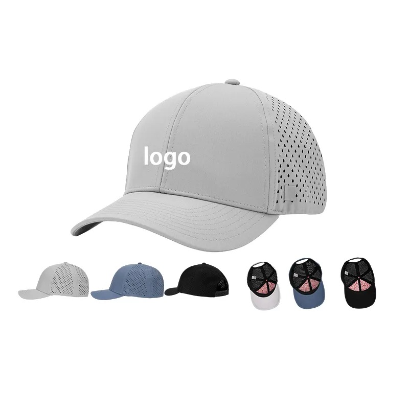 Polyester Waterdichte Waterbestendige Sneldroge Hydro Geperforeerde Perforatie Lasergat Geperforeerde Golf Snapback Gorra Hoed Caps