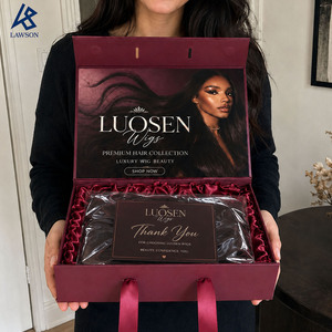 Individuell Bedruckte Logo-Perückenverpackungsboxen Luxuriöse Magnetische Geschenkbox für Haarverlängerungen und Perücken mit Satin-Innenfutter - Product Image 1