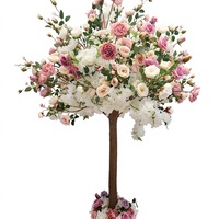 Arbre de cerisier artificiel en soie S01 avec roses roses pour la décoration de mariage, de remise de diplôme, de Noël, de Pâques et du Nouvel An