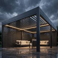 Pergola bioclimatique motorisée CE Anyhoo, résistante au vent, avec toit à lamelles, imperméable, en aluminium, pour piscine sur toit
