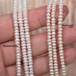 Perles d'eau douce naturelles blanches de haute qualité WENCHI 1217, 4-5 mm, matériel de fabrication de bijoux en gros, assortiment - Product Image 5
