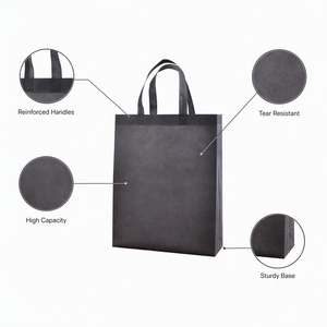 Richer Black Nonwoven Tote <b>Bag</b> Reusable Grocery Shopper Hand Length Handle Business Shopping <b>Bag</b> Custom Logo Sublimation Print - Product Image 2