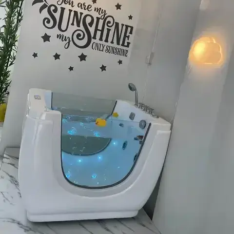 Ozone thermostatic baby spa bath tub indoor float whirlpool spa led massage baby spa bathtub equipment