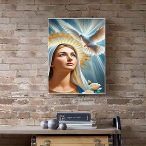 Dipinti Diamante 5D Rotondi all'Ingrosso, Madonna e Colomba Dipinti a Mano, Decorazione Murale, Dimensioni Personalizzabili, Materiale in Resina di Alta Qualità - Product Image 2