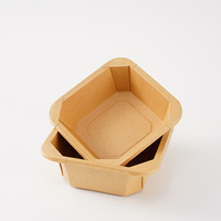 Conteneur alimentaire carré en papier kraft imperméable en gros, approvisionnement direct usine, boîte à lunch jetable pour sushi, salade, barbecue, pâtes, plats à emporter