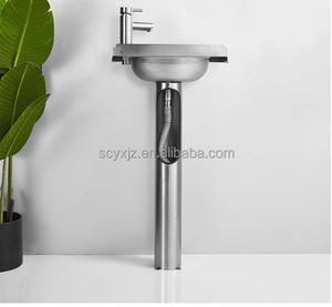 <span class=keywords><strong>Lavabo</strong></span> a colonna moderno per piccoli appartamenti con scarico, <span class=keywords><strong>in</strong></span> <span class=keywords><strong>acciaio</strong></span> inossidabile 304 lucidato, a foro singolo per <span class=keywords><strong>bagno</strong></span> - Product Image 2