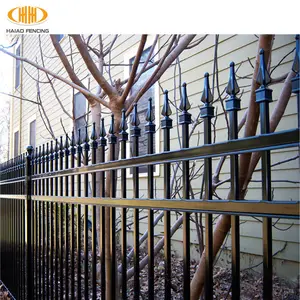 High quality powder coated iron fence 6 feet high steel square tube fence designs durable steel bar fencing thailand