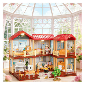 Casa de Muñecas de Plástico Grande para Niños, Unisex, con Muebles, Piscina, Balcón, Tobogán, Ascensor, Juego de Imitación, Regalo - Product Image 1