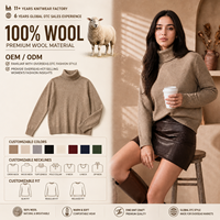 Pull à col roulé pour femme en laine 100% sur mesure, manches longues, tricot d'hiver décontracté, fabricant OEM ODM