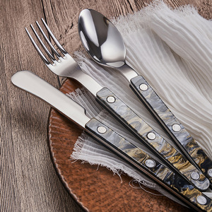 Popular Restaurant Silver 18/8 304 Stainless Steel Flatware Cutlery <strong>Set</strong> with Resin Handle - Product Image 4