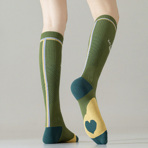 Women's Compression Calf <b>Socks</b> Solid Color Green Cotton Cycling Sport Fitness Running Support <b>Sock</b> for Youth - Product Image 1