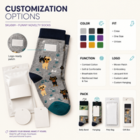 Chaussettes amusantes à motif logo fantaisie, motif original, impression tricotée résistante à la décoloration, échantillons approuvés, vente au détail, gris, tissées, cadeau, ajustement parfait