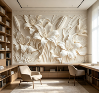 Murale murale personnalisée en relief 3D avec motif floral de lys, revêtement mural pour couloir d'escalier, boutique, hall d'hôtel, décoration de chambre d'enfant, de fille, de cuisine