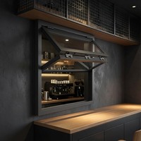 Ventana Plegable Vertical Insonorizada Minimalista de Aleación de Aluminio con 1 Año de Garantía para Cafetería, Tienda de Té con Leche, Cocina, Bar, Baño