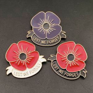 Broche en métal de haute qualité pour le Memorial Day, fleur rouge et violette, émail, pin's de souvenir, coquelicot - Product Image 4