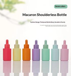 30ml Empty Glass Serum Bottle Custom Macaron Color Essential Oil Bottle Cylinder <b>Flat</b> Shoulder Dropper Bottle with Packaging - Product Image 2