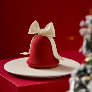 <span class=keywords><strong>Red</strong></span> Bell Shaped bánh mousse sô cô la với Apple Jam Điền và trắng fondant Bow cho Giáng sinh bán buôn - Product Image 4