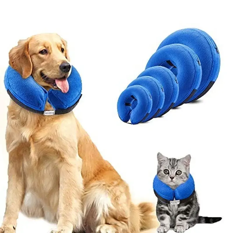 Venta al por mayor perro cono mascota suave recuperación collar isabelino inflable perro cono collares para después de la cirugía