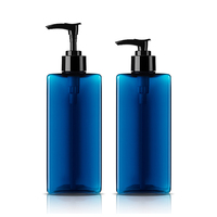 Flacon carré plat bleu cobalt de luxe 400 ml (13,3 oz) pour homme
