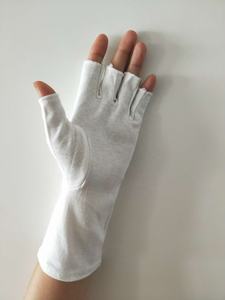 Venta SUPERIOR Medio dedo guantes de mano de algodón blanco sin dedos Marching Bordado muñeca larga Bordado Masones Guantes masónicos - Product Image 4