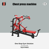 Machine de presse pectorale en acier réglable avec système de sécurité, bras indépendants, banc coulissant, repose-pieds et supports latéraux pour usage commercial